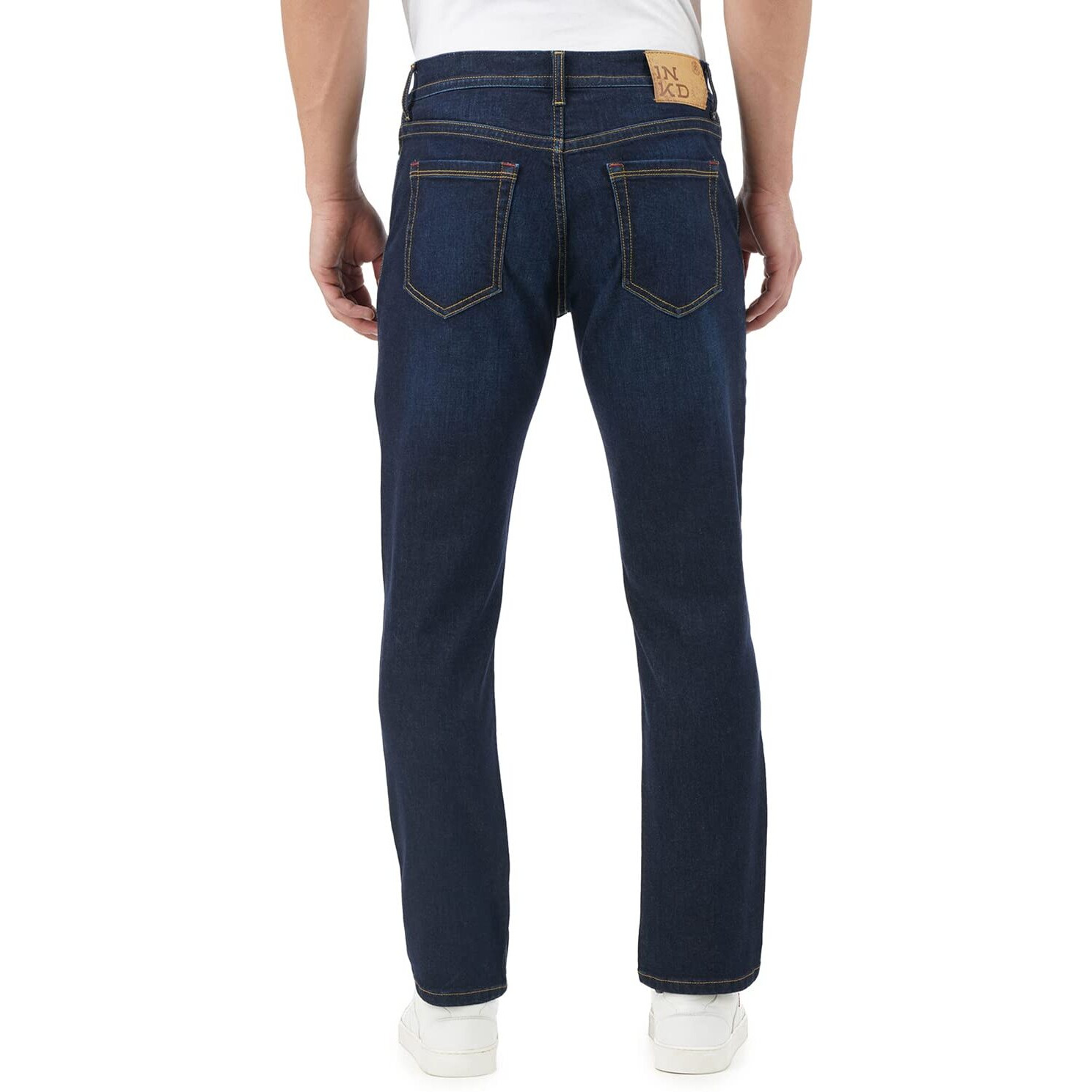 INKD Regular 1050 Men's Mid Rise Jeans (INKSS23MJN-004_Indigo-Dark Night_34)