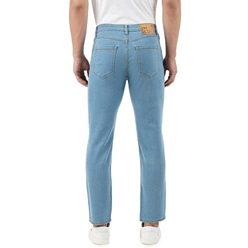 INKD Men's Contrast Stitch Stretchable Regular Fit Jeans
