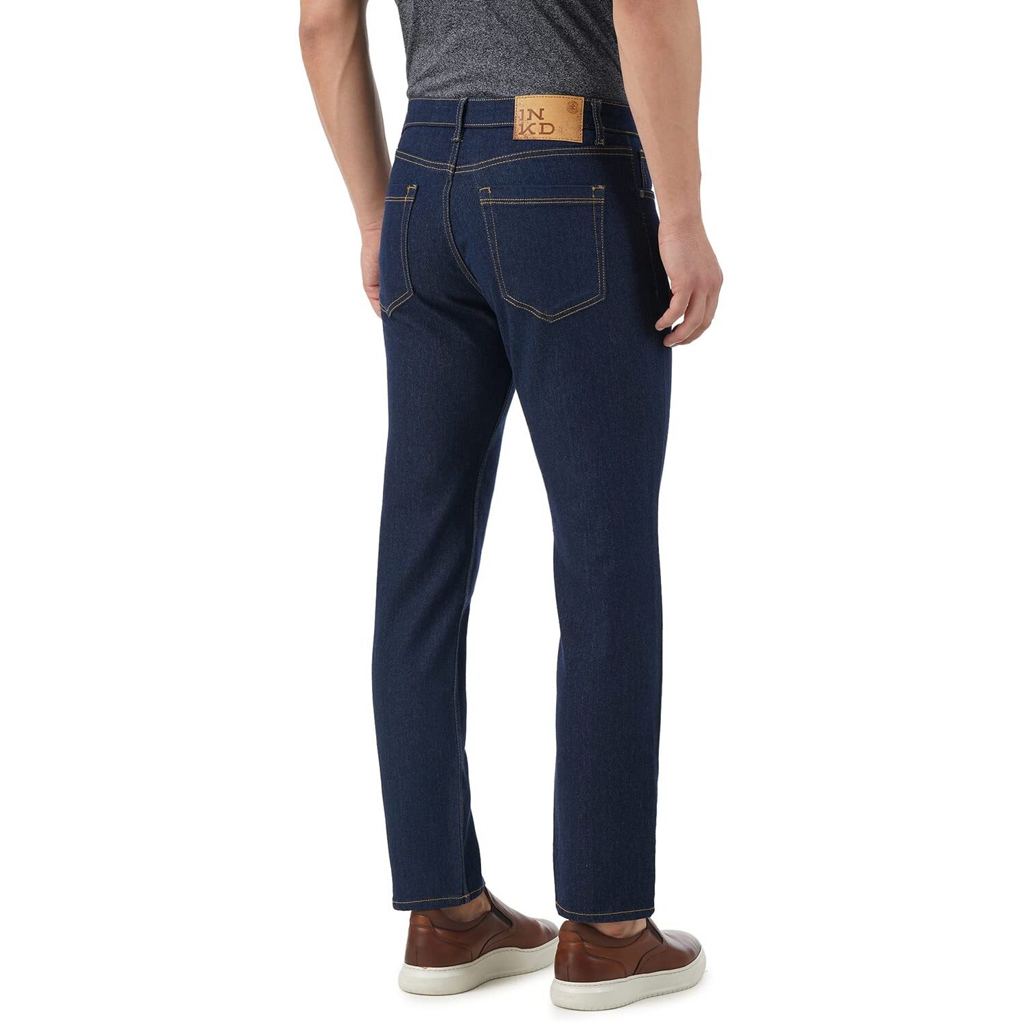 INKD Men's Contrast Stitch Stretchable Regular Fit Jeans
