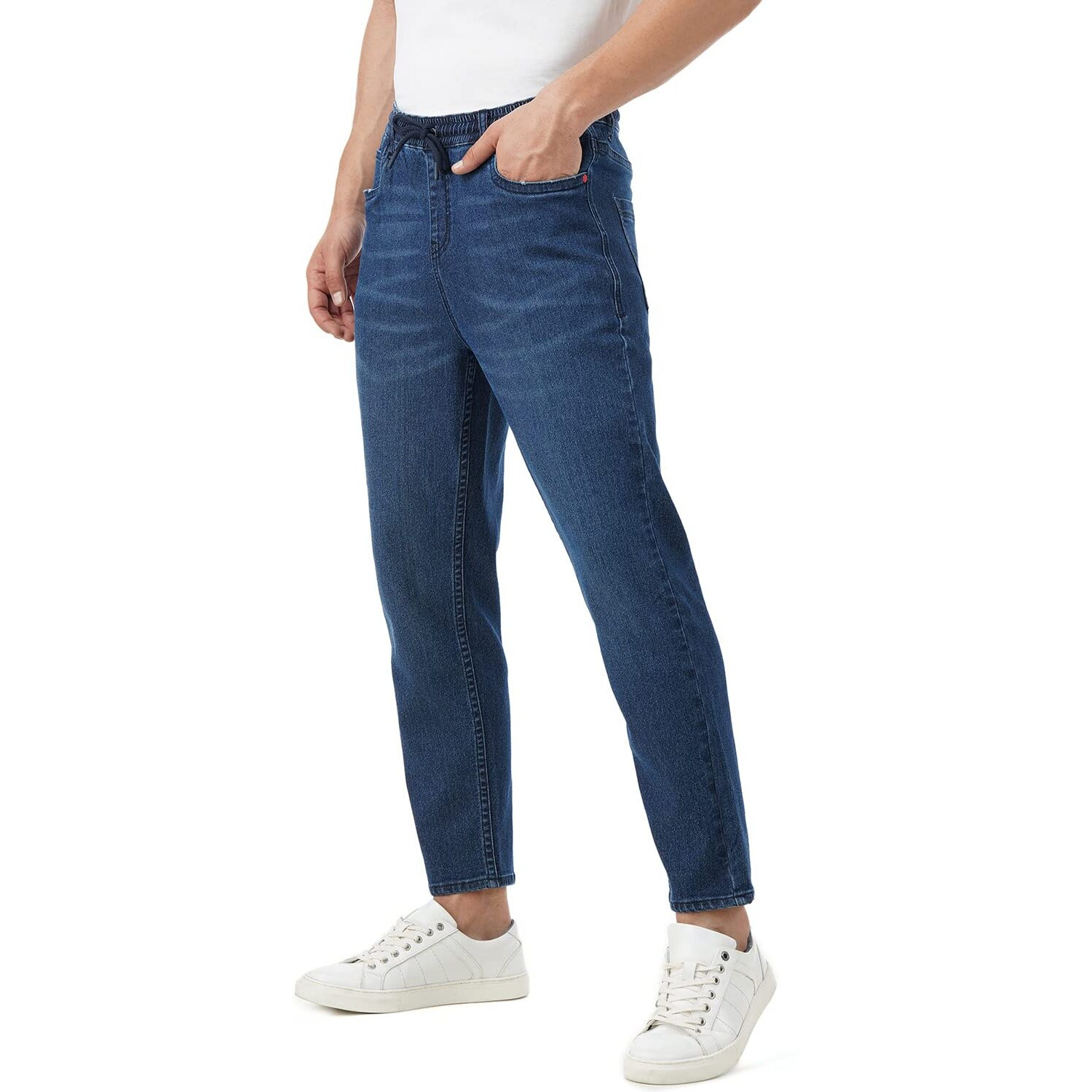 INKD Men's Stretchable Jogger Jeans (Super Sapphire, 38)