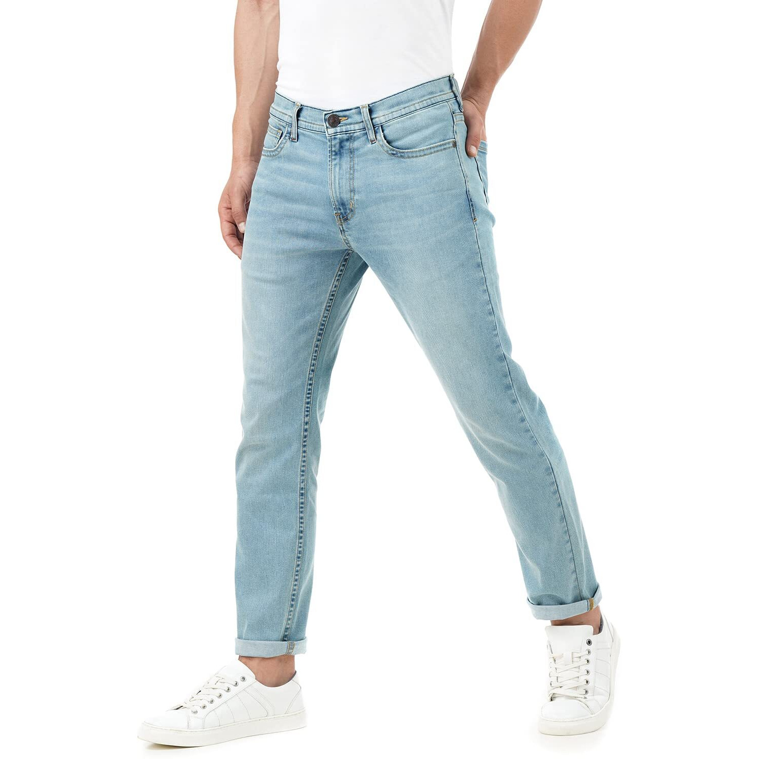 INKD Men's Lightweight Regular Fit Jeans (Sky Why, 30)