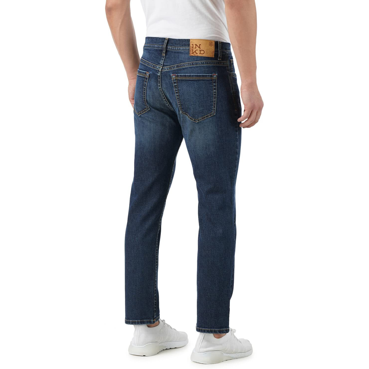 INKD Men's Regular Mid Rise Jeans (INKSS23MJN-004_Marine Blue_34)