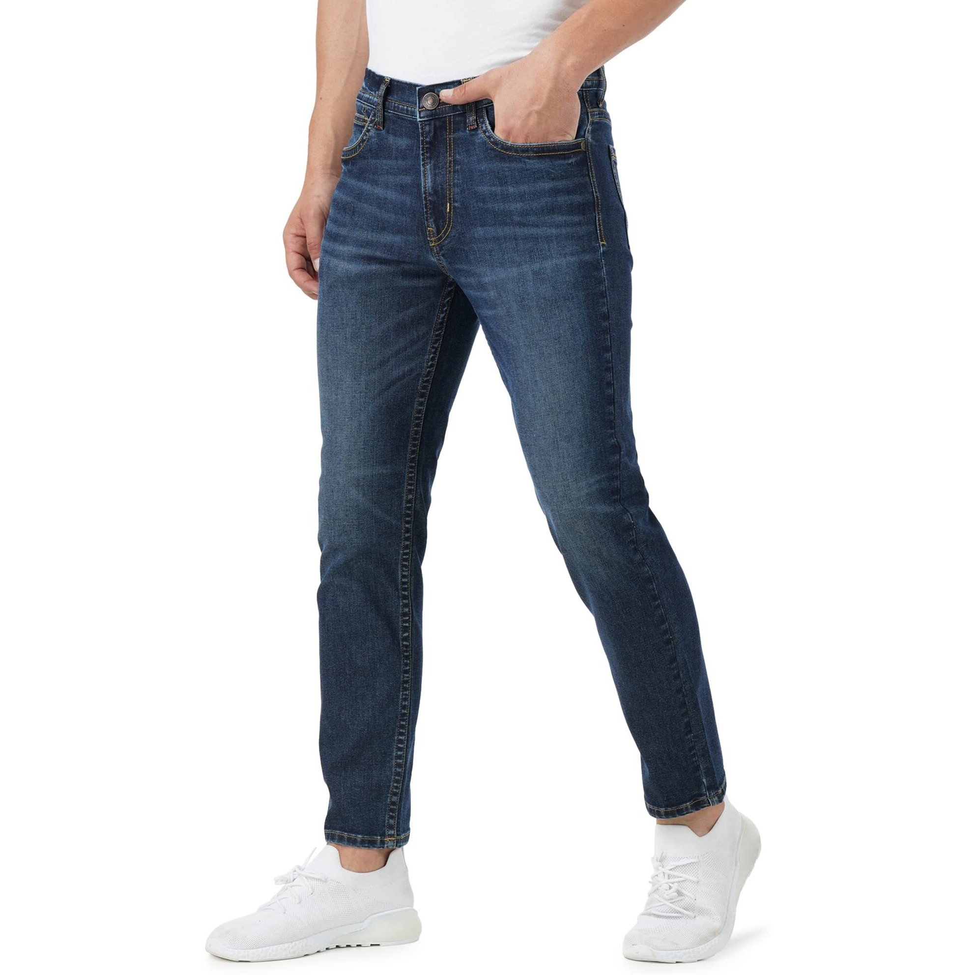 INKD Men's Regular Mid Rise Jeans (INKSS23MJN-004_Marine Blue_34)
