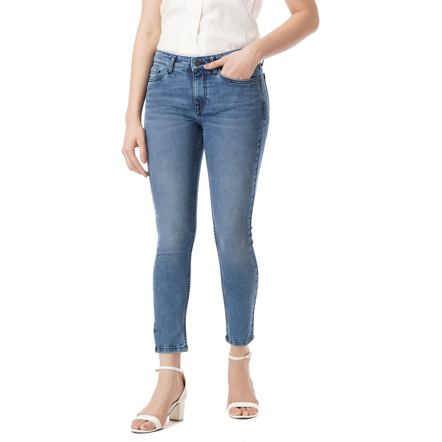 INKD Women's Skinny High Rise Jeans (INKSS23WJN-014NW_Denim Divine_28)