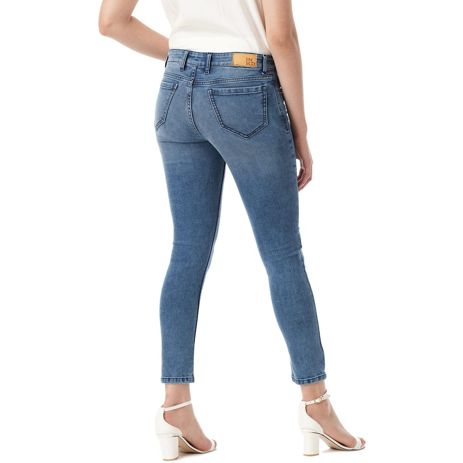 INKD Women's Skinny High Rise Jeans (INKSS23WJN-014NW_Denim Divine_28)
