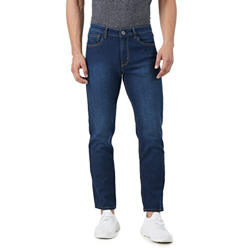 INKD Men's Contrast Stitch Stretchable Regular Fit Jeans