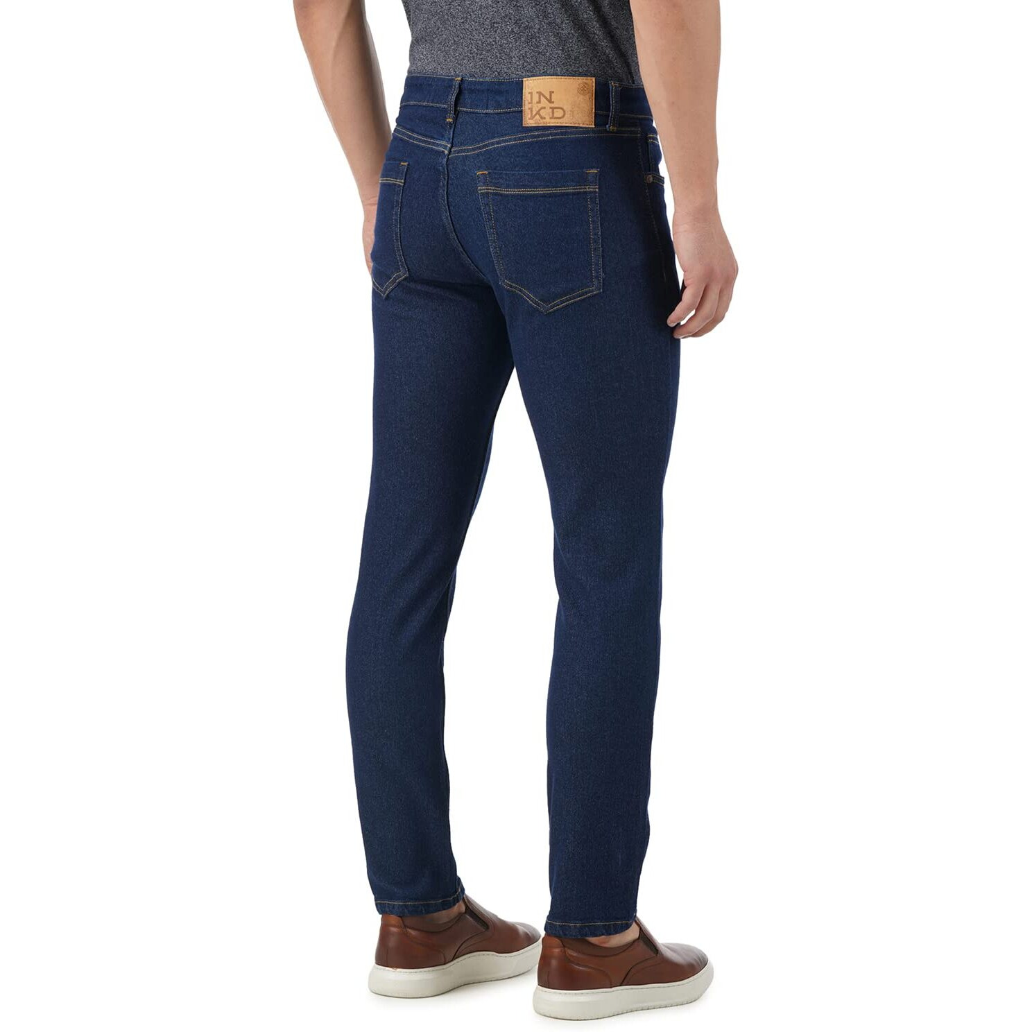 INKD Men's Stretchable Regular Fit Mid Rise Jeans (INDIGO - Aegean, 32), Blue