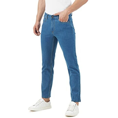 INKD Men's Contrast Stitch Stretchable Regular Fit Jeans