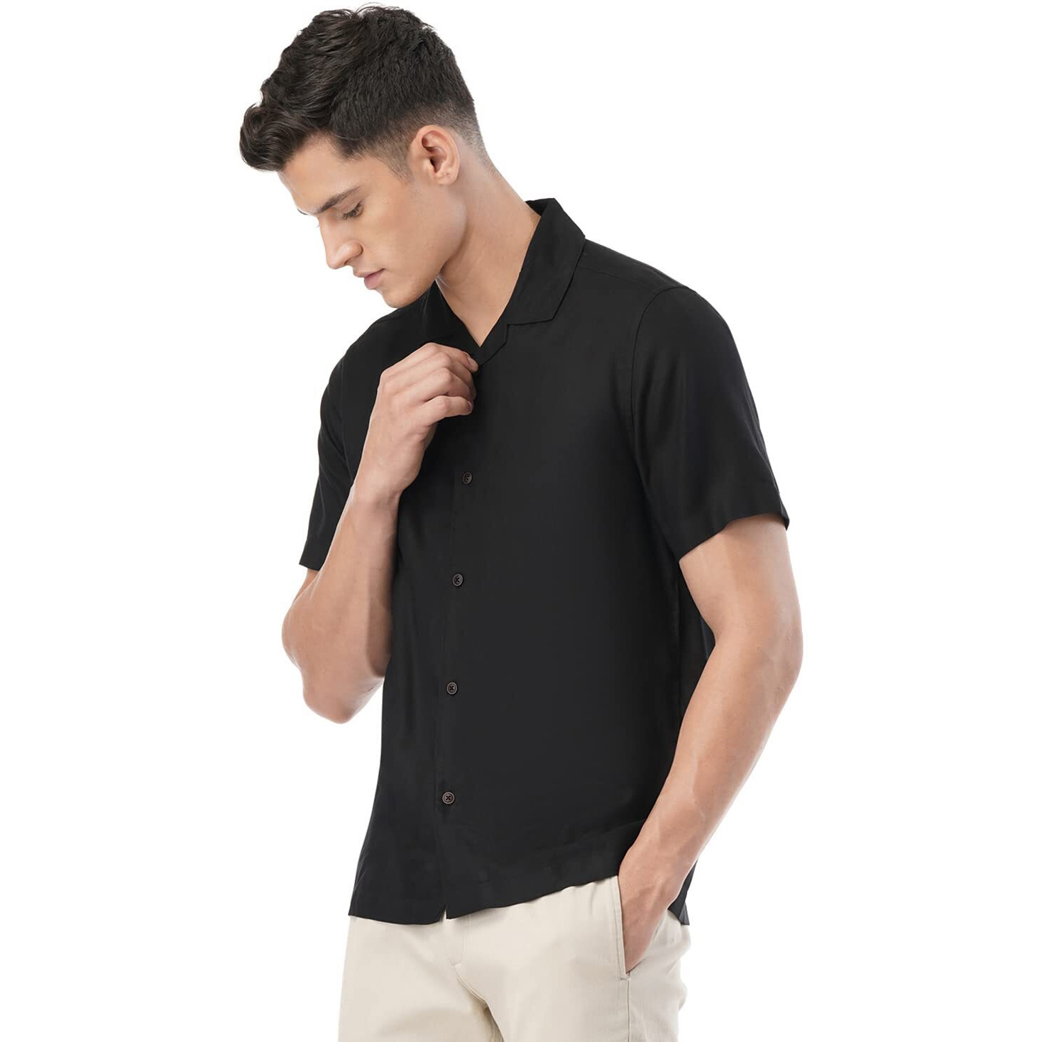 FYLTR Men's Solid Regular Fit Shirt (FYLSS23MS-016_Black Beauty M)