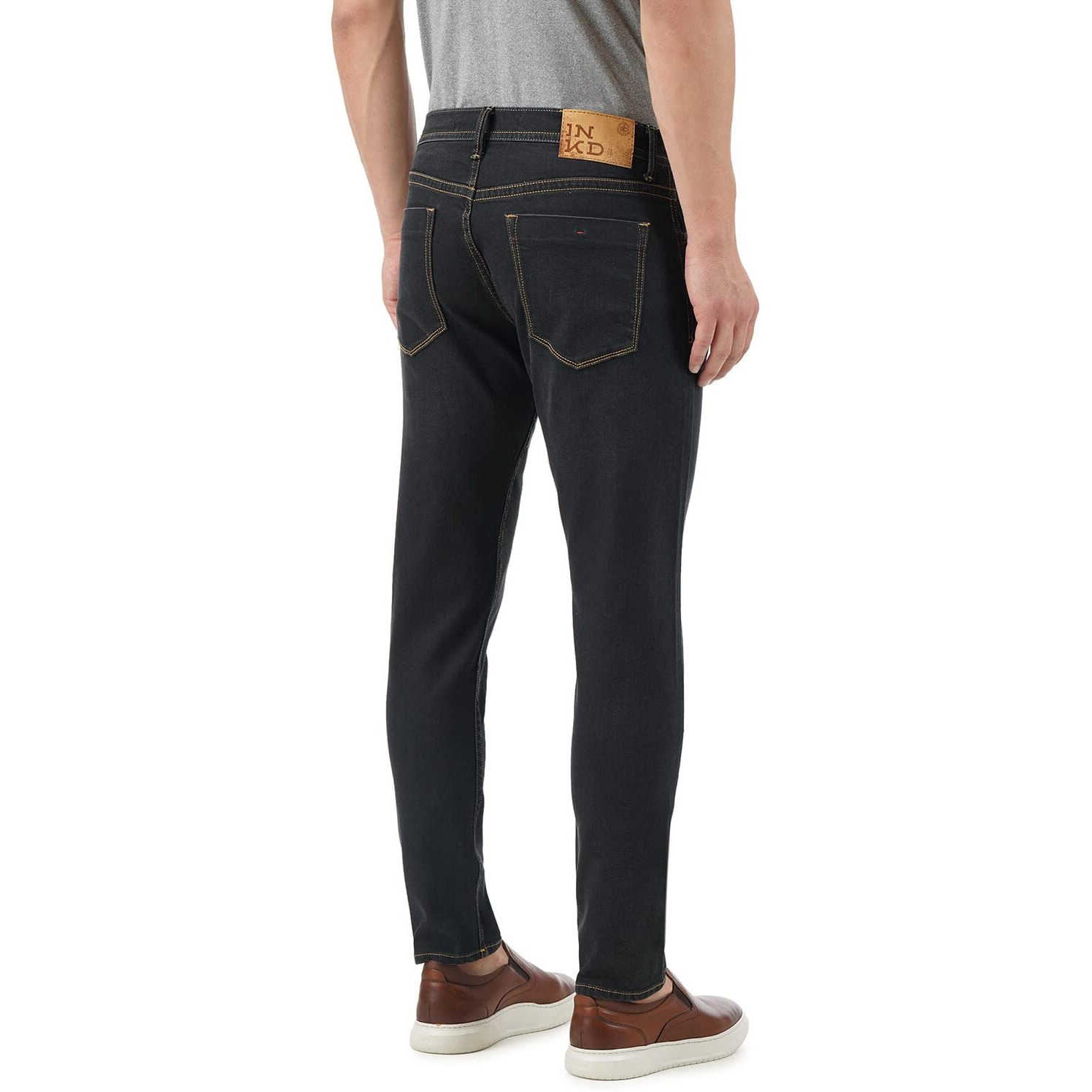 INKD Slim 1050 Men's Mid Rise Jeans (INKSS23MJN-008 Super Black_30)