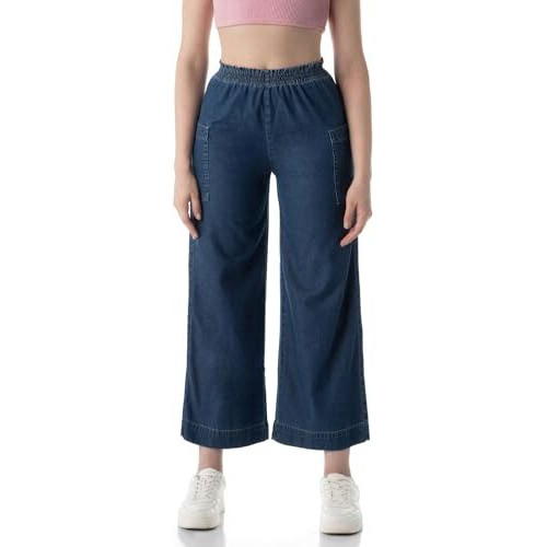 INKD Regular Fit Women's Mid Rise Jeans (INKSS24WJN-401_Inkwell Indigo, 34