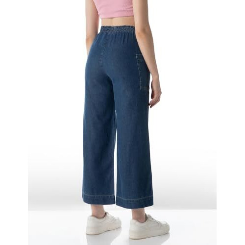INKD Regular Fit Women's Mid Rise Jeans (INKSS24WJN-401_Inkwell Indigo, 34