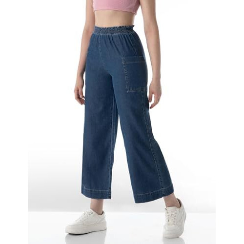 INKD Regular Fit Women's Mid Rise Jeans (INKSS24WJN-401_Inkwell Indigo, 34