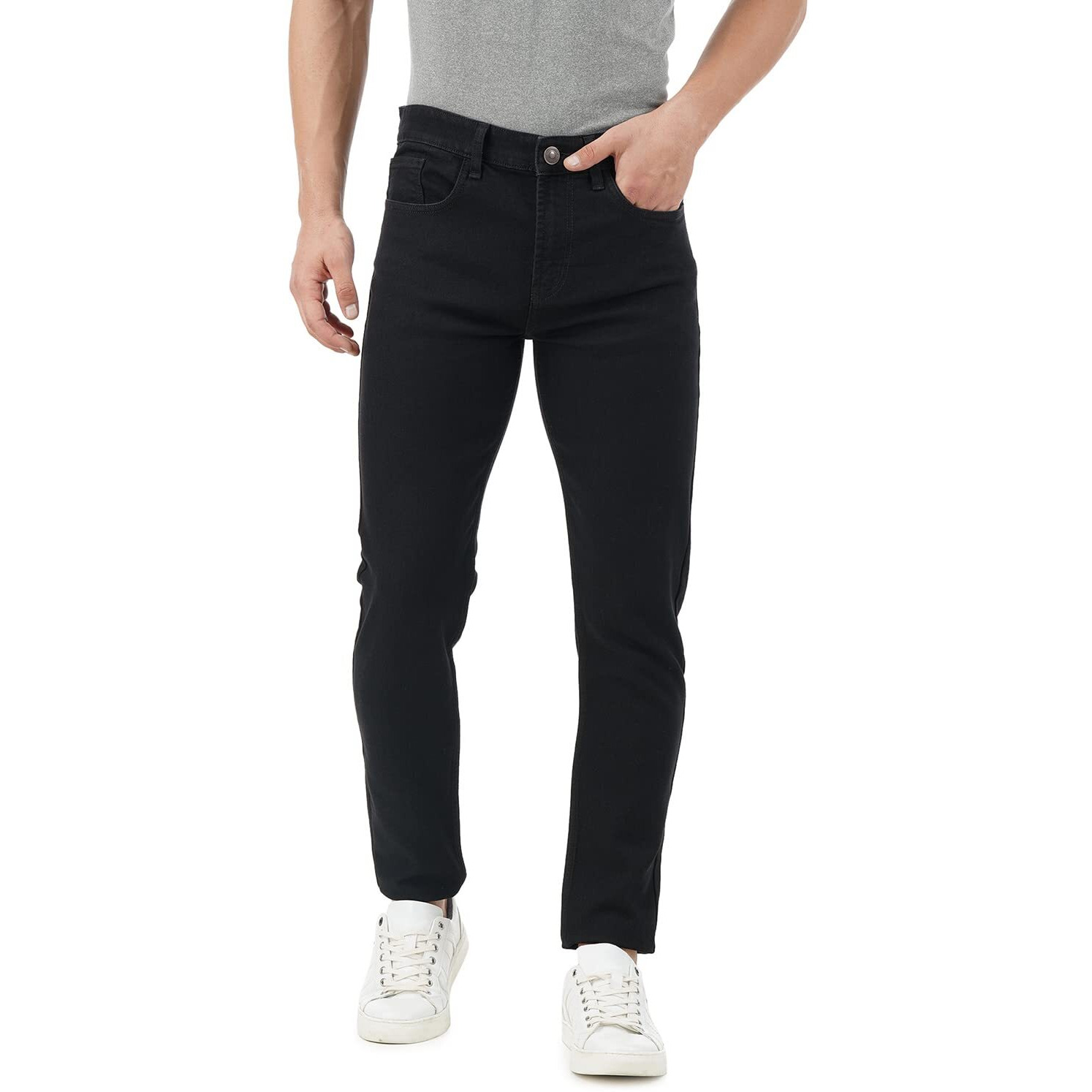 INKD Men's Slim Jeans (INKSS23MJN-006_Super Black_34)