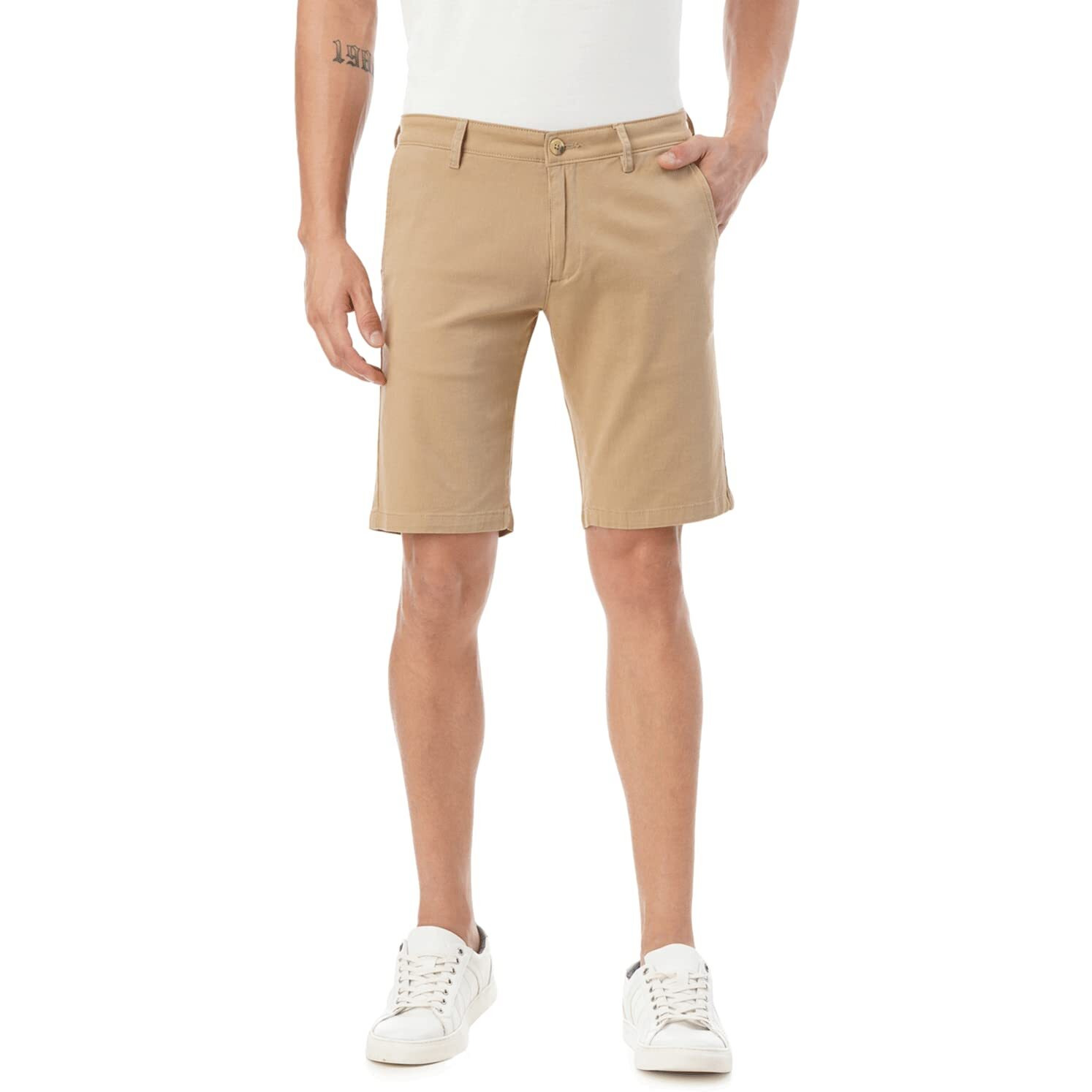 FYLTR Men's Chino Shorts (FYLSS23MK-001_Golden Mirage_34)