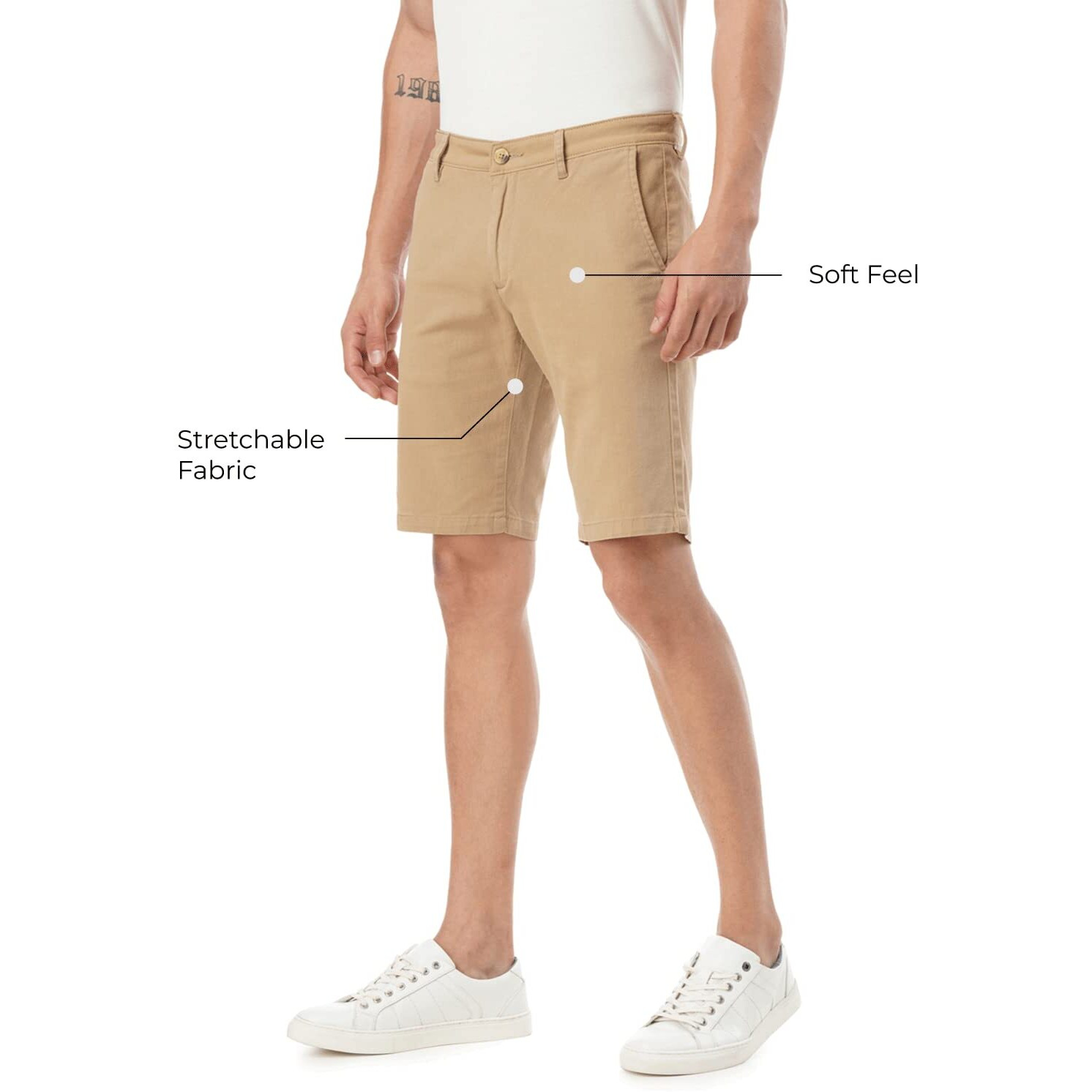 FYLTR Men's Chino Shorts (FYLSS23MK-001_Golden Mirage_34)