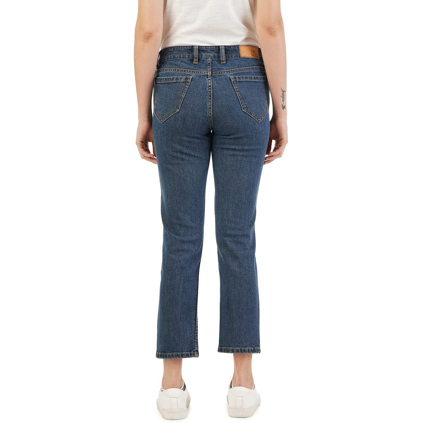 INKD Women's Stretchable Straight Fit Jeans (Denim Divine, 32)
