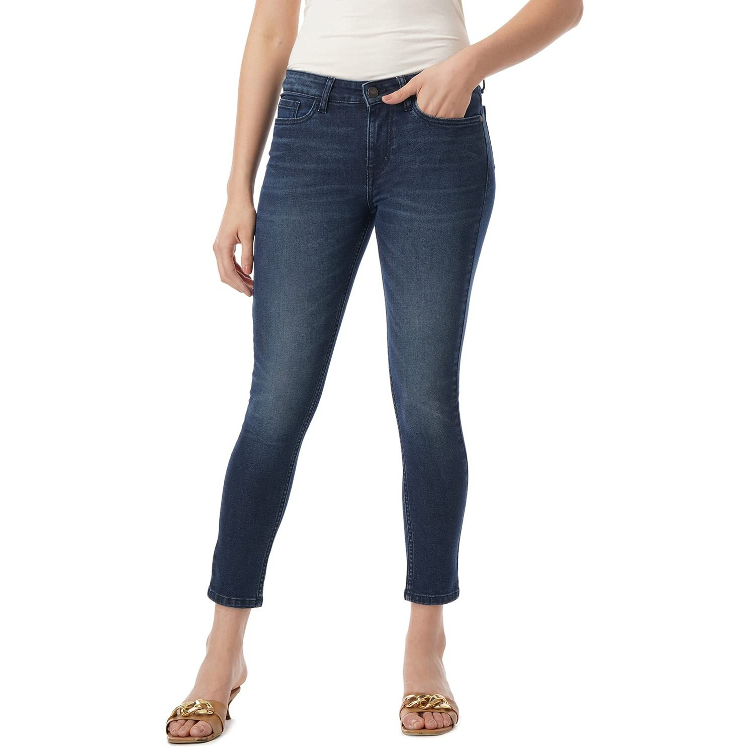 INKD Women's Skinny Mid Rise Jeans (INKSS23WJN-014NW_Super Sapphire_30)