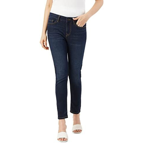 INKD Women's Contrast Stitch Stretchable Skinny Fit Jeans