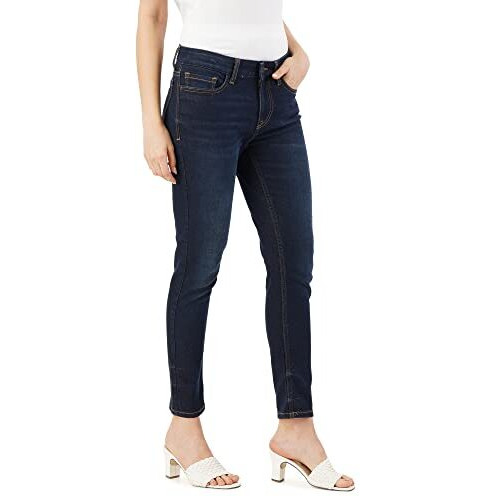 INKD Women's Contrast Stitch Stretchable Skinny Fit Jeans