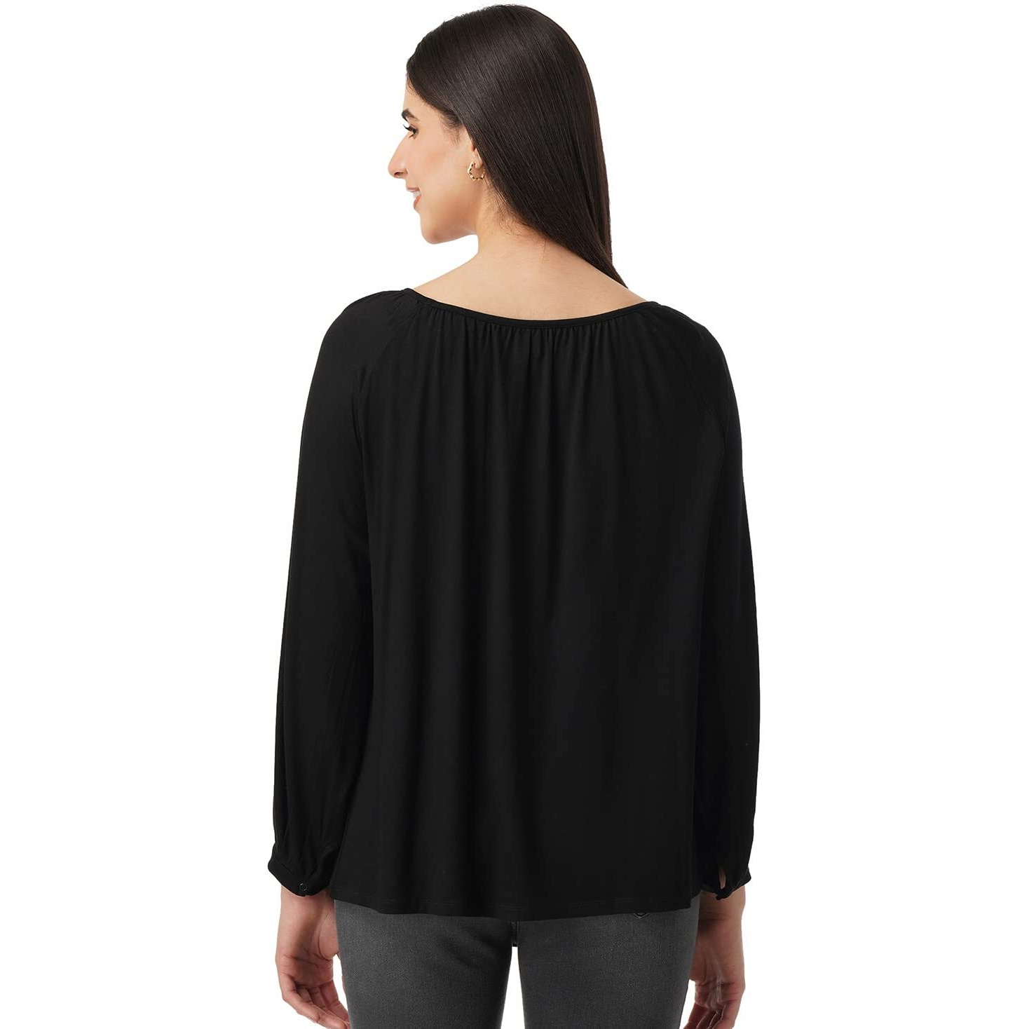 FYLTR Women's Solid Regular Fit Blouse (FYLSS23WKT-007_Black Heart L)