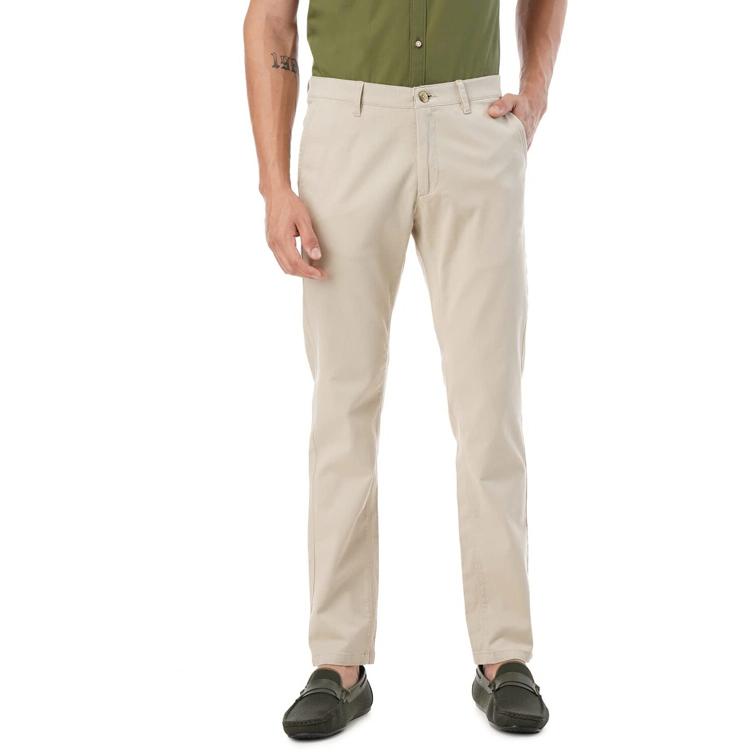 FYLTR Men's Regular Mid Rise Khakis (FYLSS23MK-004_Beige_36)