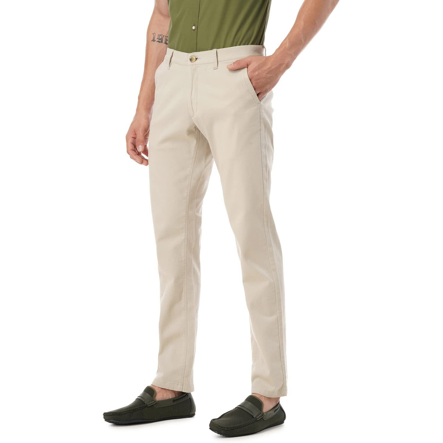 FYLTR Men's Regular Mid Rise Khakis (FYLSS23MK-004_Beige_36)