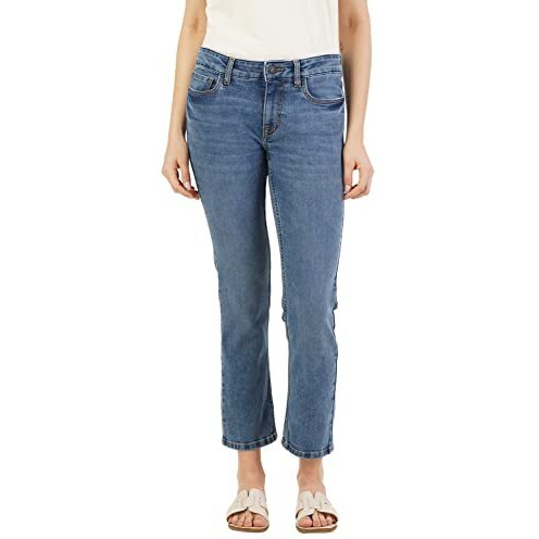 INKD Women's Straight Jeans (INKSS23WJN-013_Marine Blue_36)