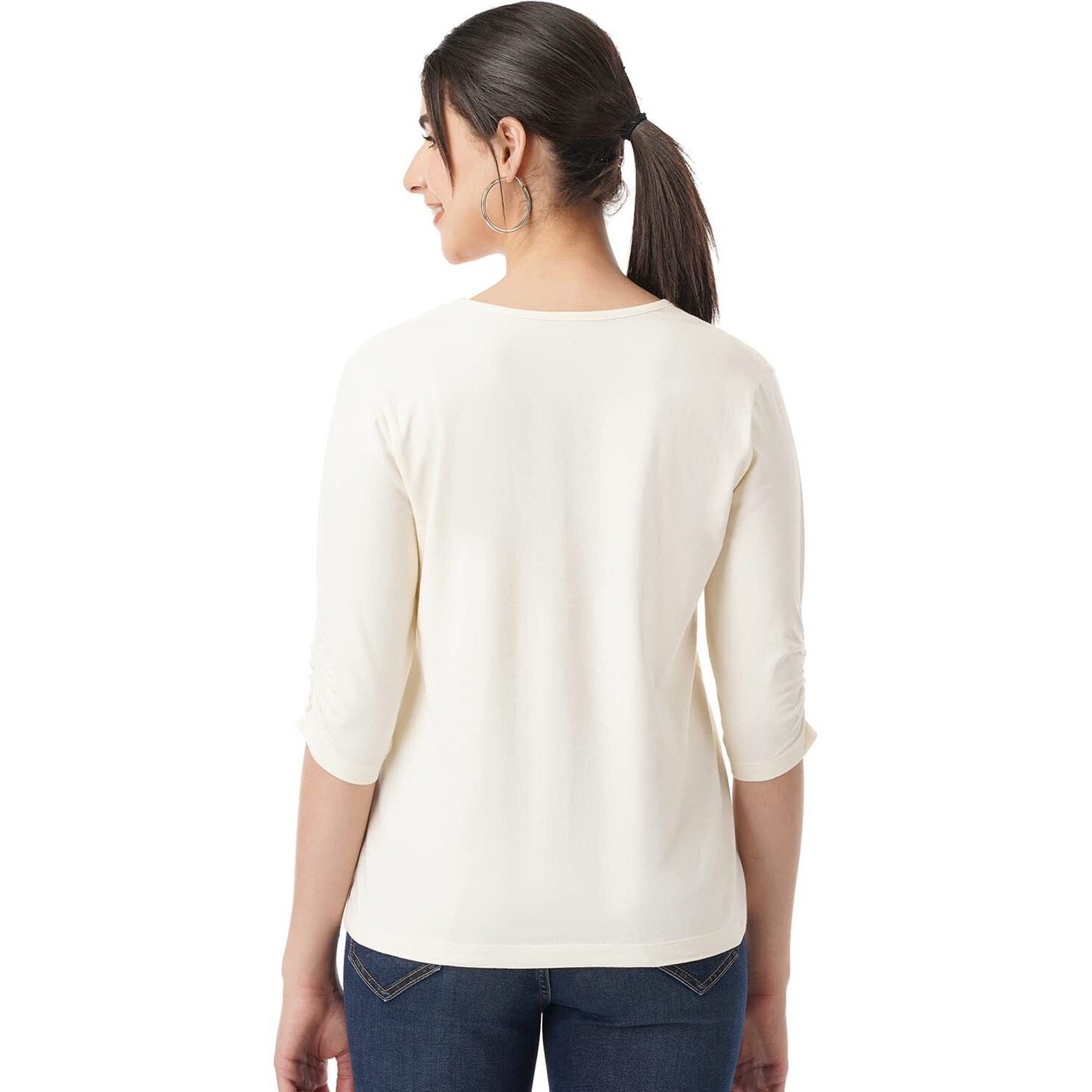 FYLTR Women's Solid Regular Fit Blouse (FYLSS23WKT-004_Ecru Beauty XL)