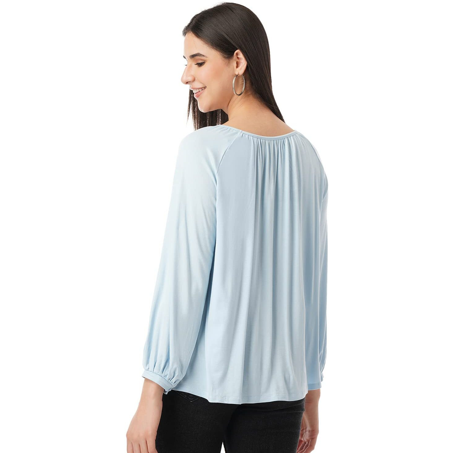 FYLTR Women's Solid Regular Fit Blouse (FYLSS23WKT-007_Happy Hue Blue XXL)