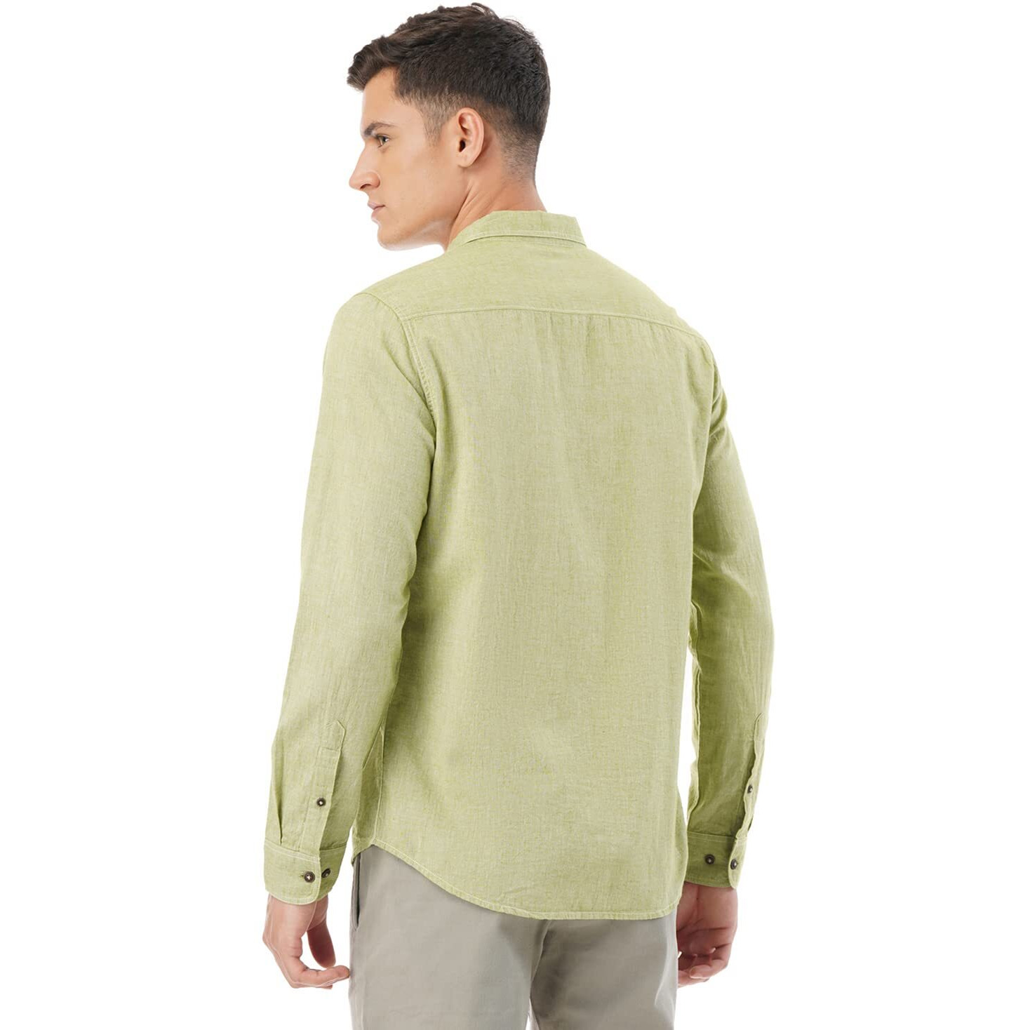 FYLTR Men's Solid Regular Fit Shirt (FYLSS23MS-015_Mythical Olive L)