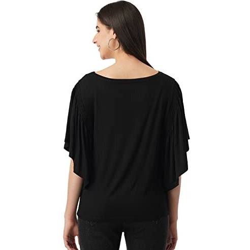 FYLTR Women's Solid Regular Fit Blouse (FYLSS23WKT-009_Black Heart XXL)