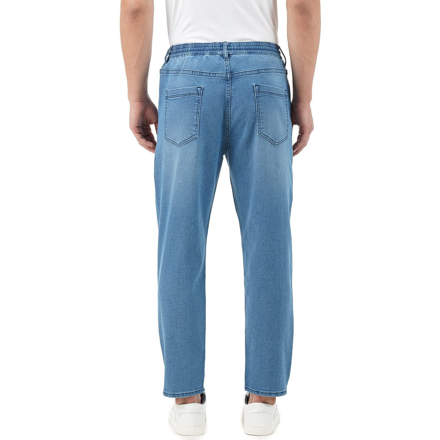 INKD Men's Stretchable Mid Rise Jogger Jeans (Denim Divine, 28), Blue
