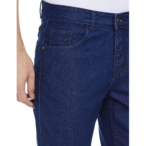 INKD Men's Relaxed Mid Rise Jeans (INKAW24MJN-501_Yale Blue, 36