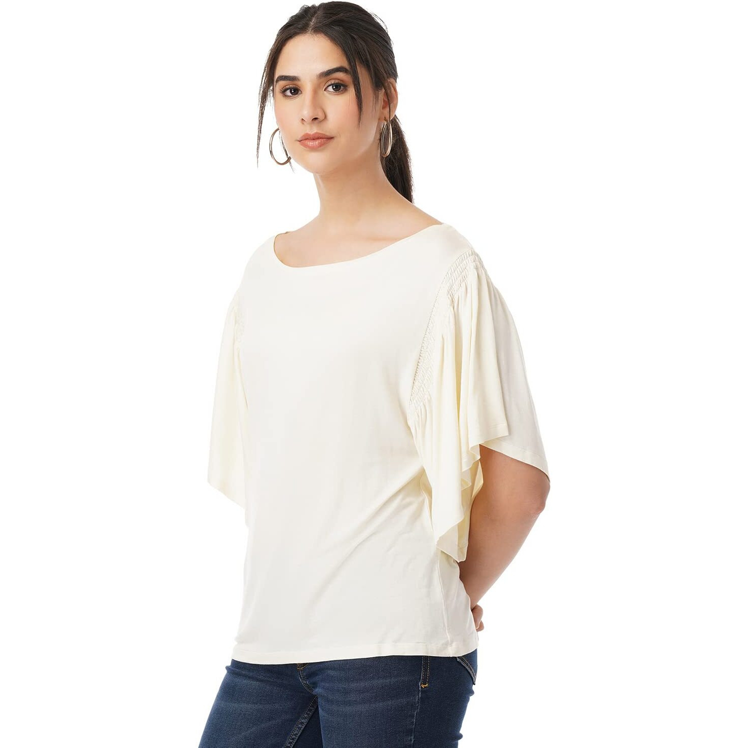 FYLTR Women's Solid Regular Fit Blouse (FYLSS23WKT-009_Ivory White XXL)