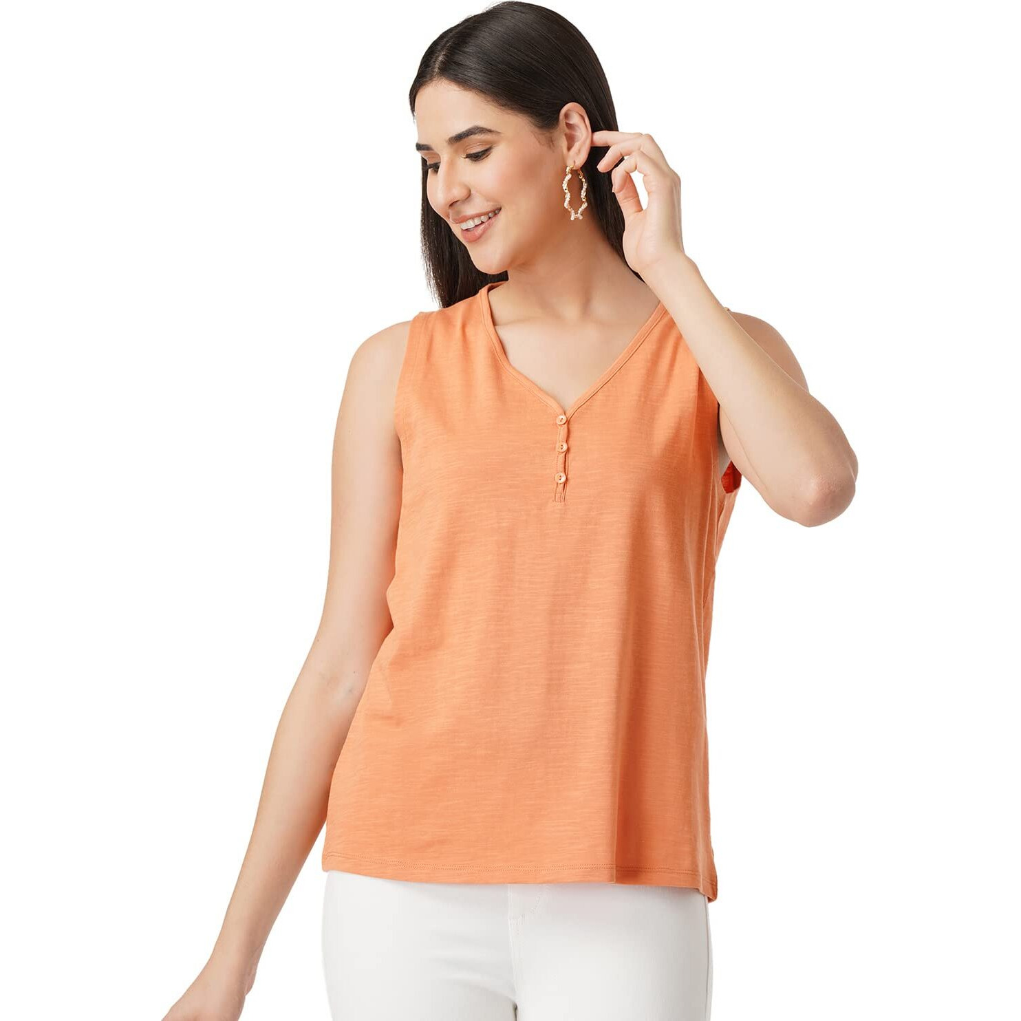 FYLTR Women's Solid Regular Fit Blouse (FYLSS23WKT-003_Strange Orange XXL)