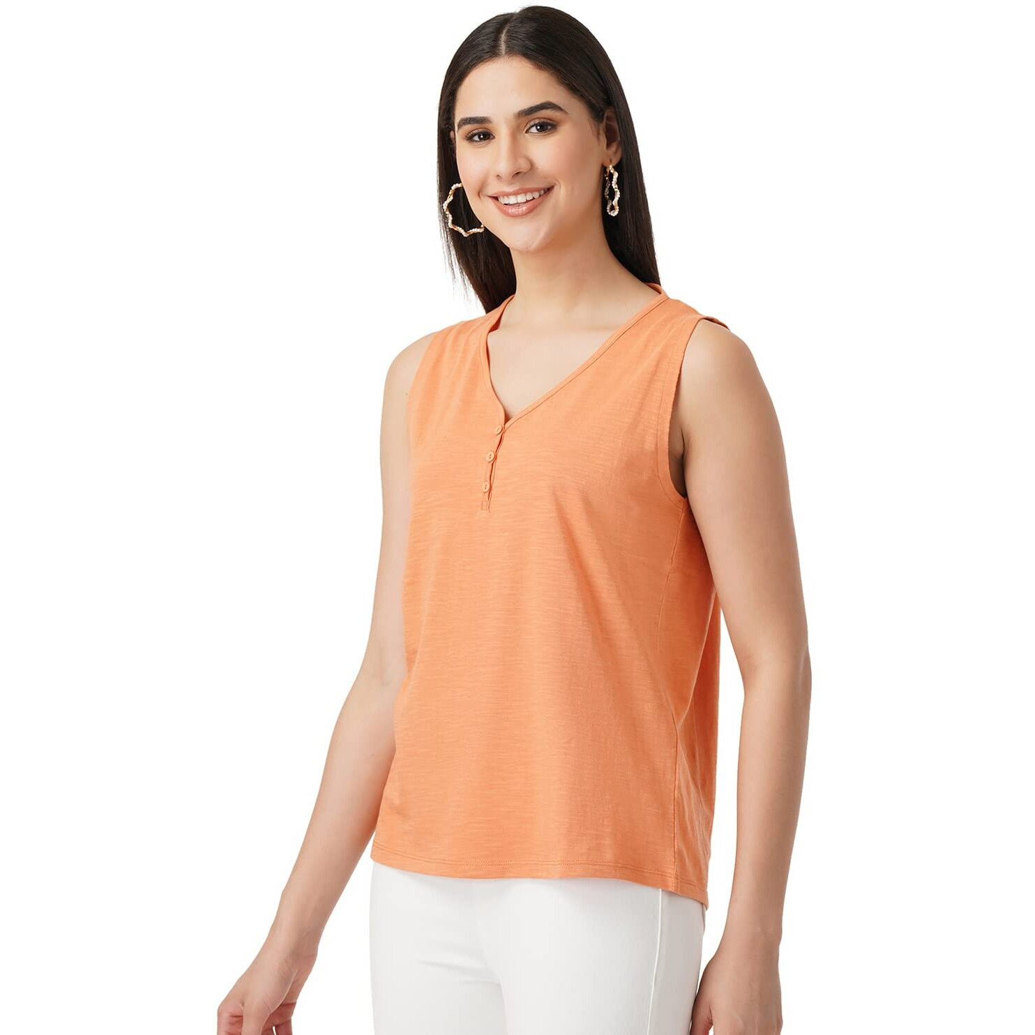 FYLTR Women's Solid Regular Fit Blouse (FYLSS23WKT-003_Strange Orange XXL)