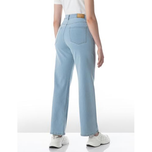 INKD Women's Wide Leg Jeans - High Rise | Enzyme Wash | Classic 5 Pocket Styling (INKSS24WJN-407-Seaside Slate-30)