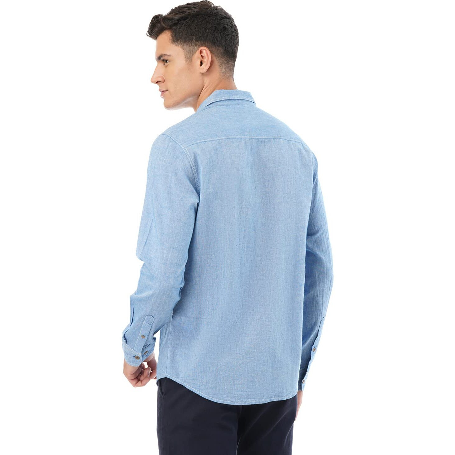 FYLTR Cotton Men's Solid Regular Fit Shirt (FYLSS23MS-015_Cool Blue L)