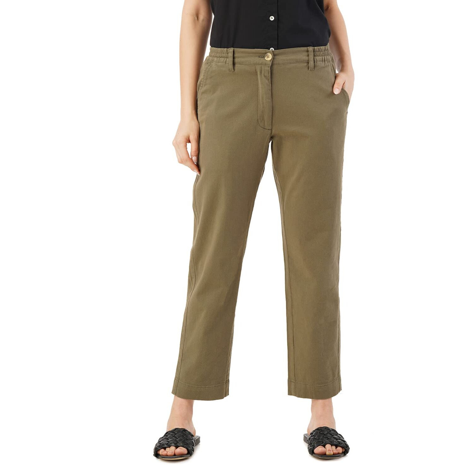 FYLTR Women's Regular Khakis (FYLSS23WP-030_Alive Olive_30)