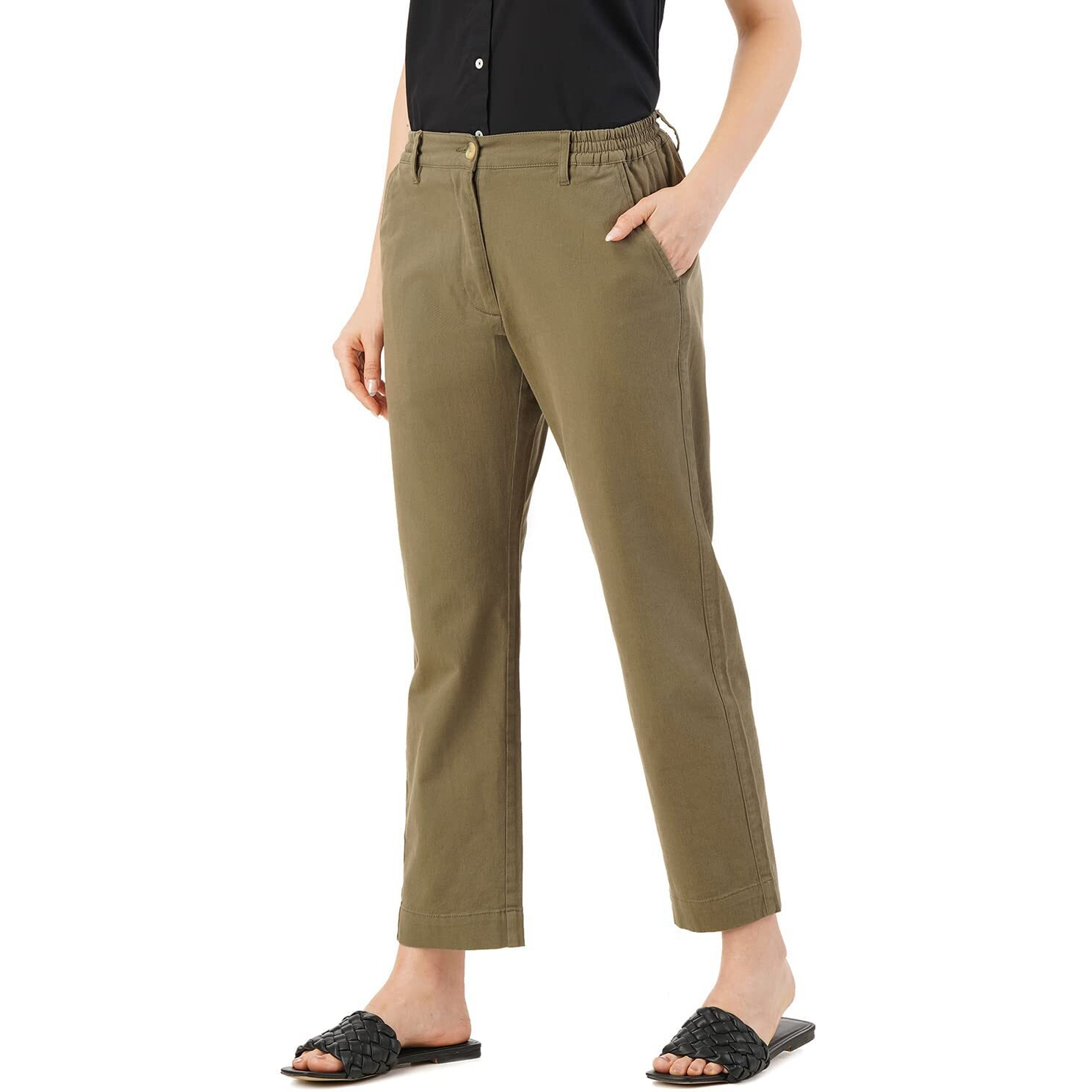 FYLTR Women's Regular Khakis (FYLSS23WP-030_Alive Olive_30)