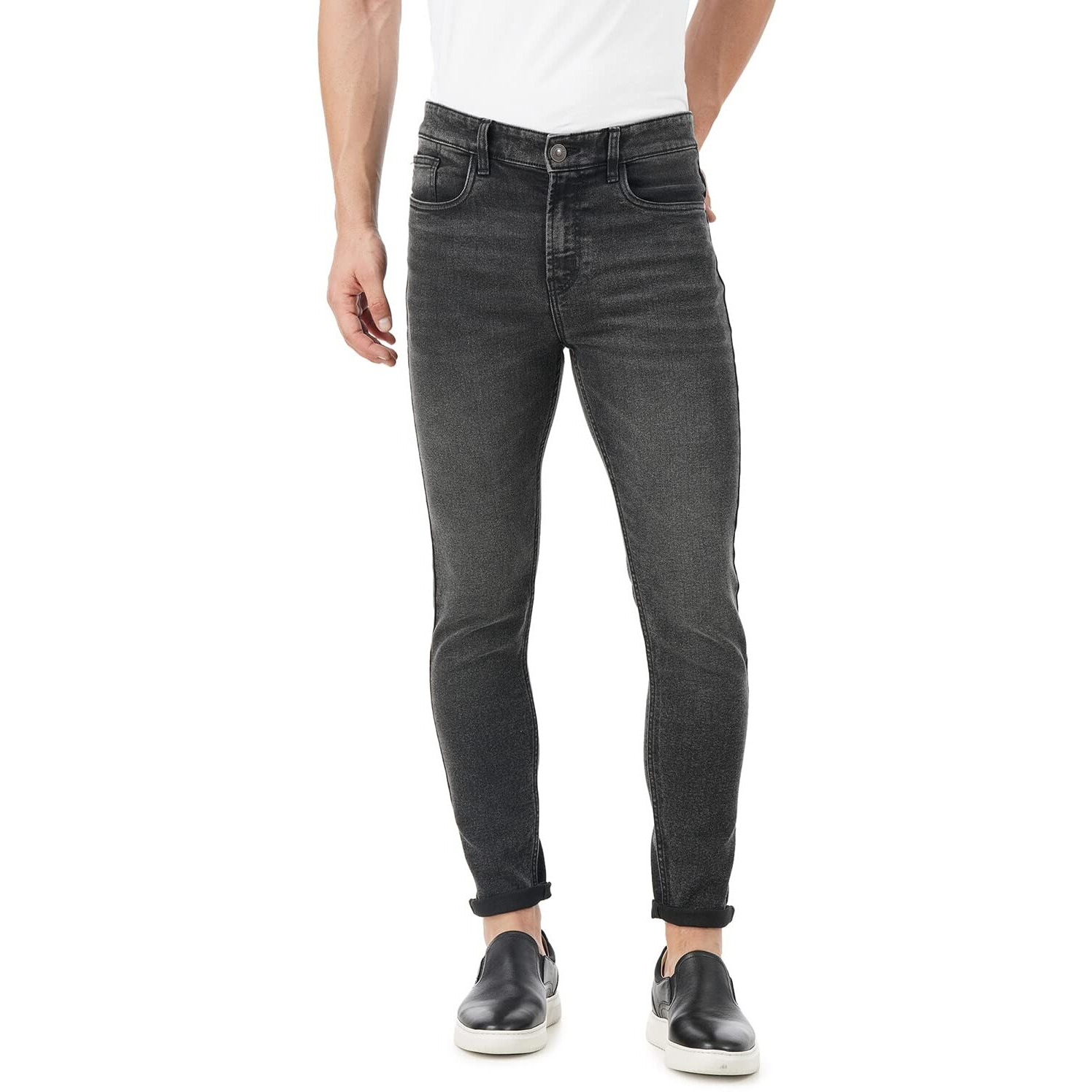 INKD Men's Slim Jeans (INKSS23MJN-006_Black Whack_32)
