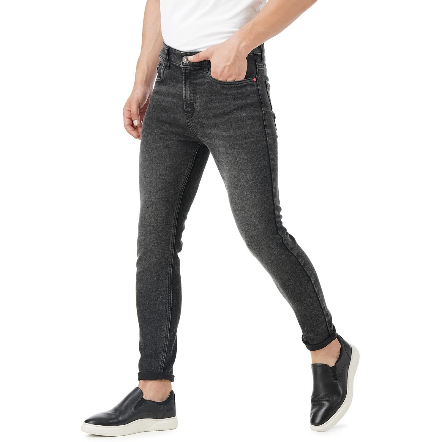 INKD Men's Slim Jeans (INKSS23MJN-006_Black Whack_32)
