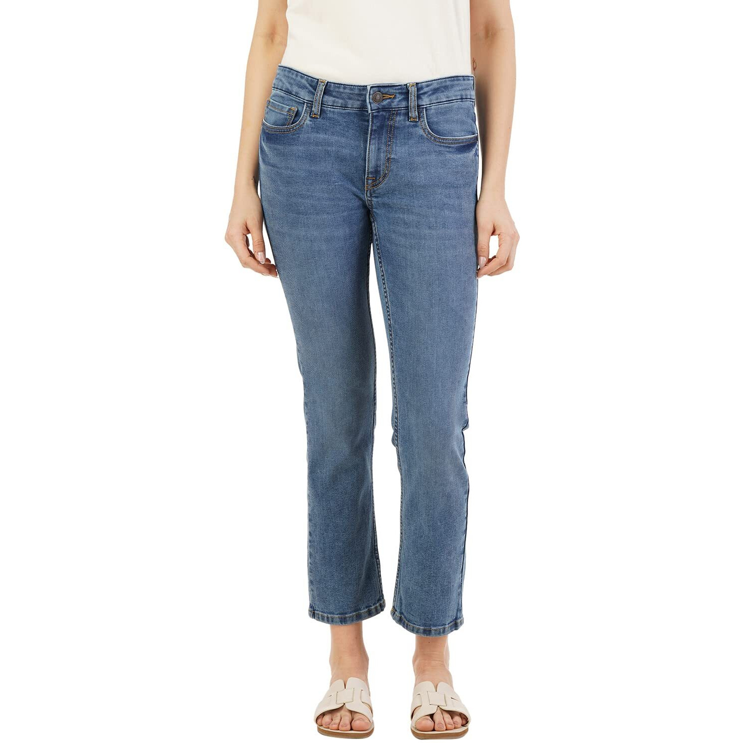 INKD Women's Straight Jeans (INKSS23WJN-013_Marine Blue_28)