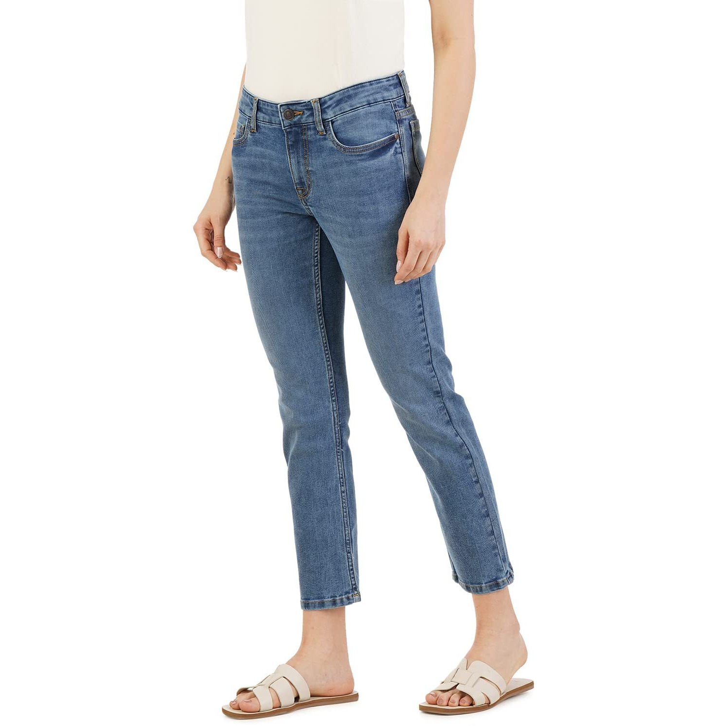 INKD Women's Straight Jeans (INKSS23WJN-013_Marine Blue_28)