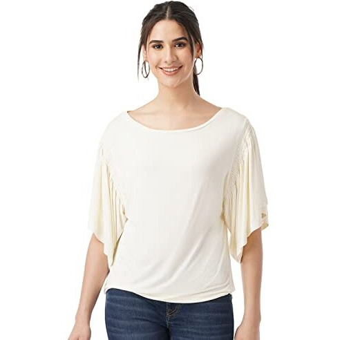 FYLTR Women's Solid Regular Fit Blouse (FYLSS23WKT-009_Ivory White L)