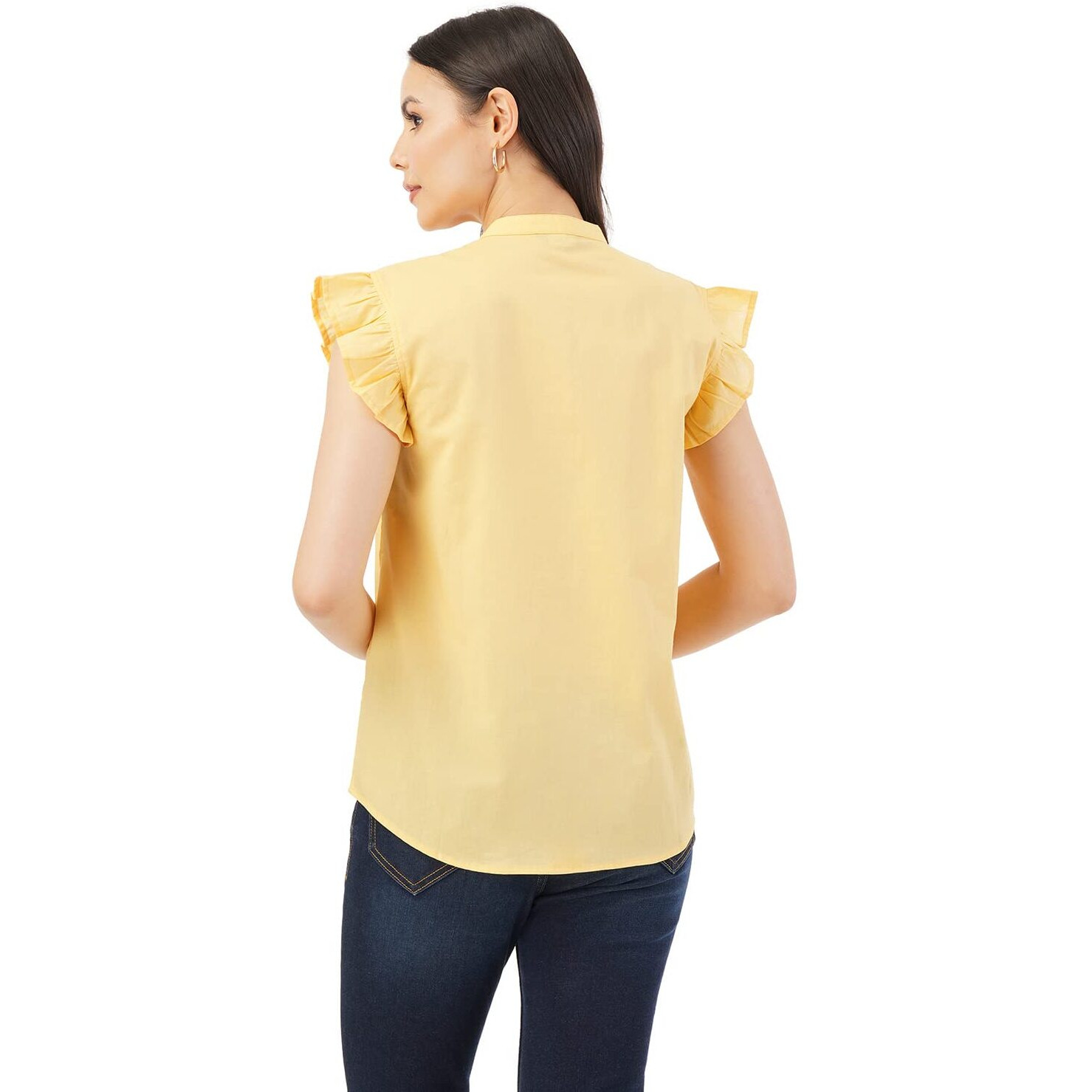 FYLTR Women's Solid Regular Fit Blouse (FYLSS23WB-013_Yell-ove M)