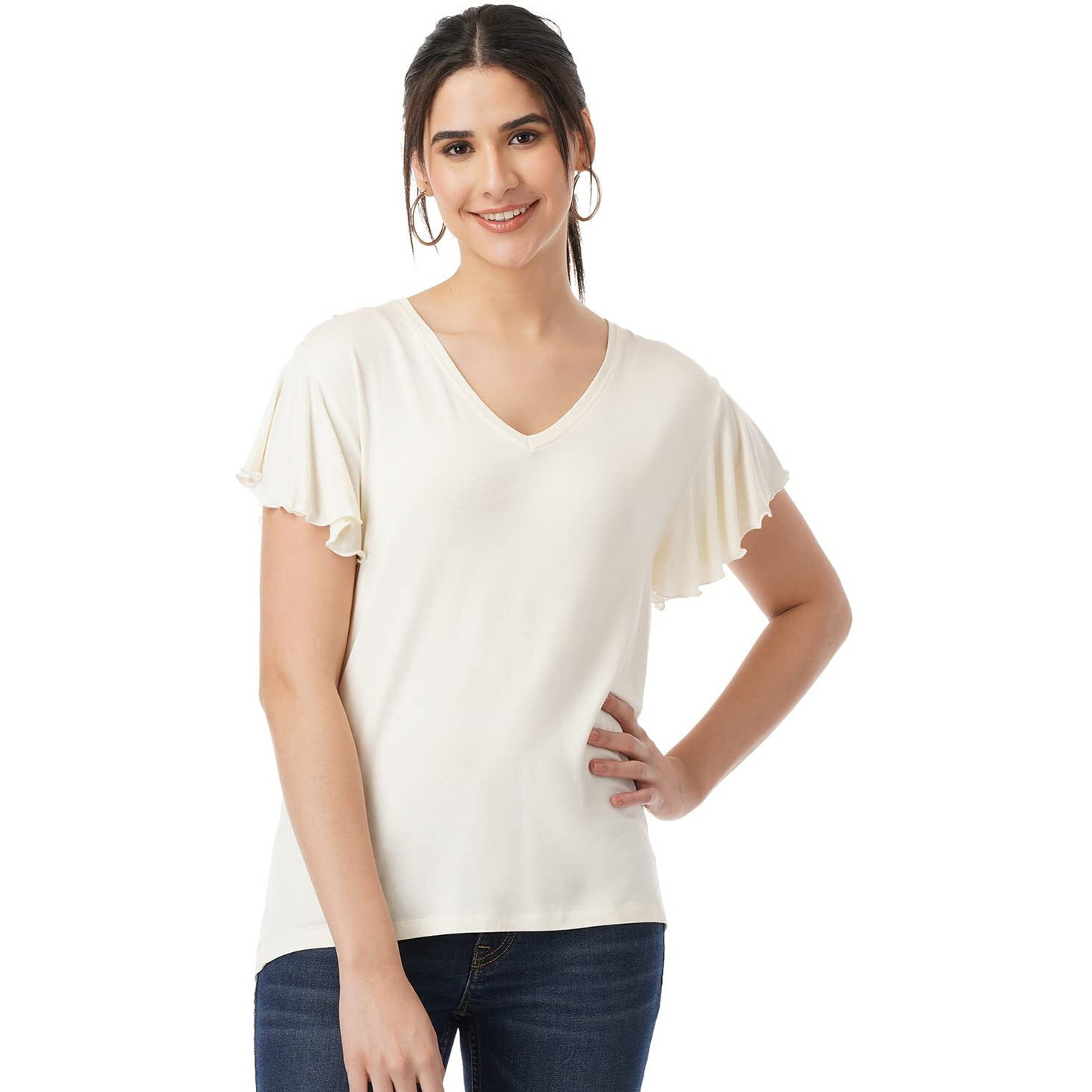 FYLTR Women's Solid Regular Fit Blouse (FYLSS23WKT-005_Ecru Beauty XL)