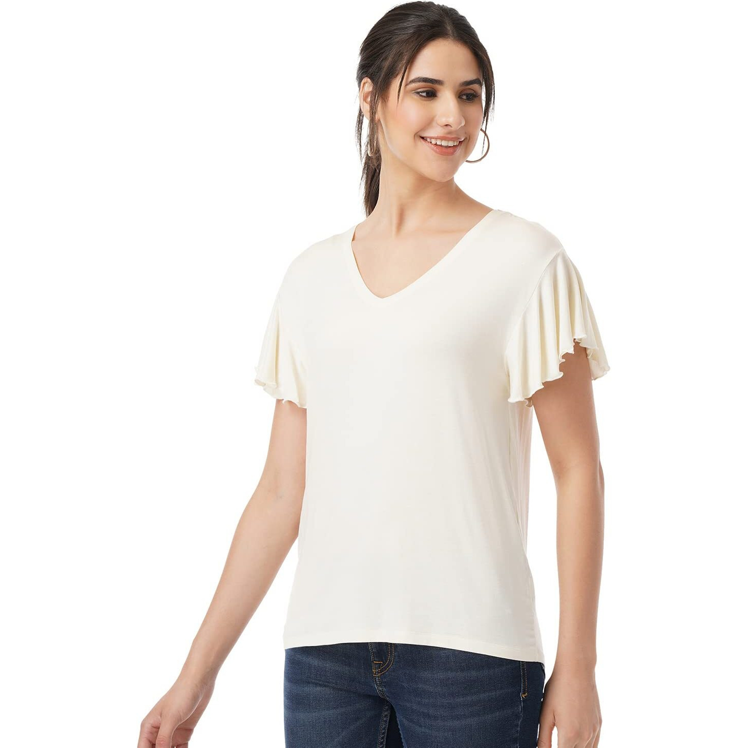 FYLTR Women's Solid Regular Fit Blouse (FYLSS23WKT-005_Ecru Beauty XL)