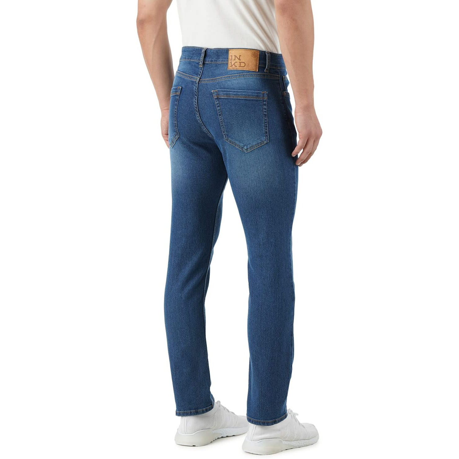 INKD Men's Stretchable Regular Fit Jeans (INDIGO - Marine Blue, 34)